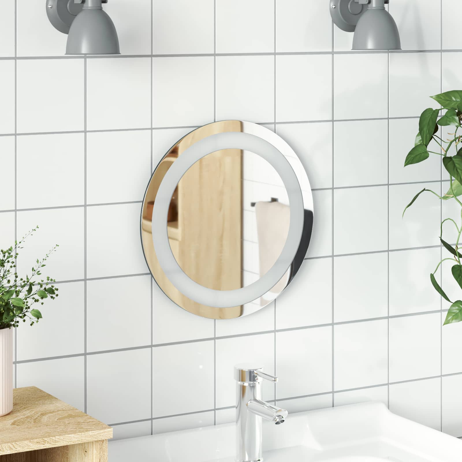 LED Badkamer Spiegel Transparant Ø 30 cm gehard glas