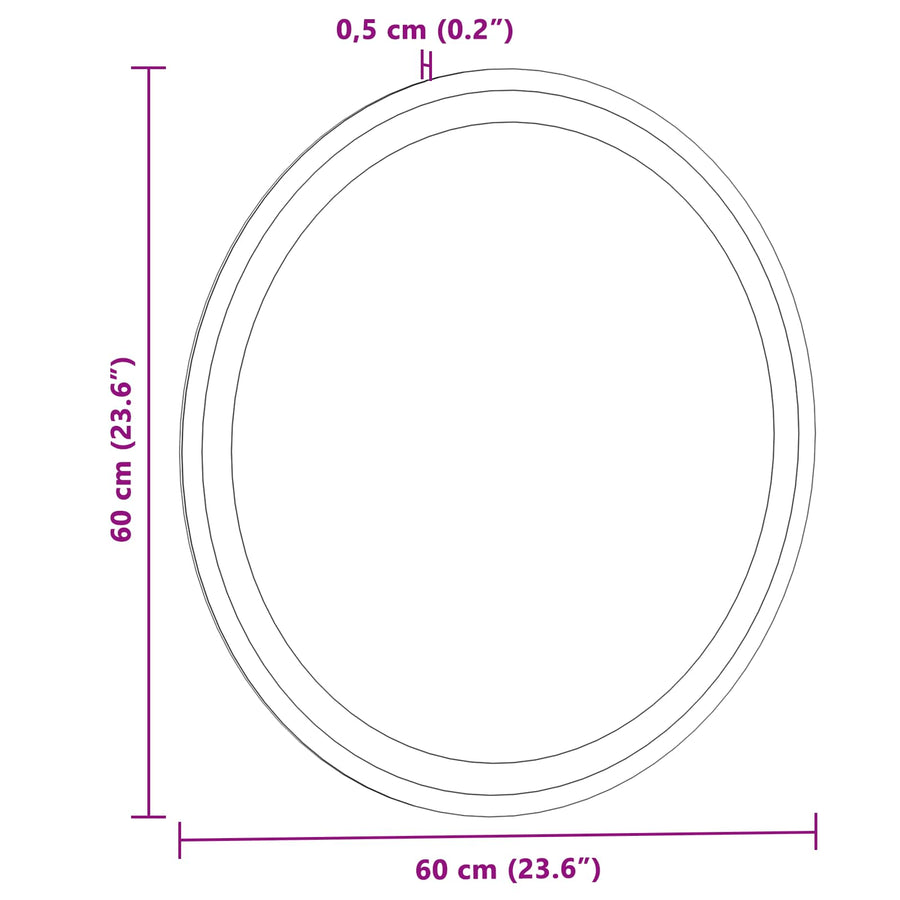 LED Badkamer Spiegel Transparant Ø 60 cm gehard glas