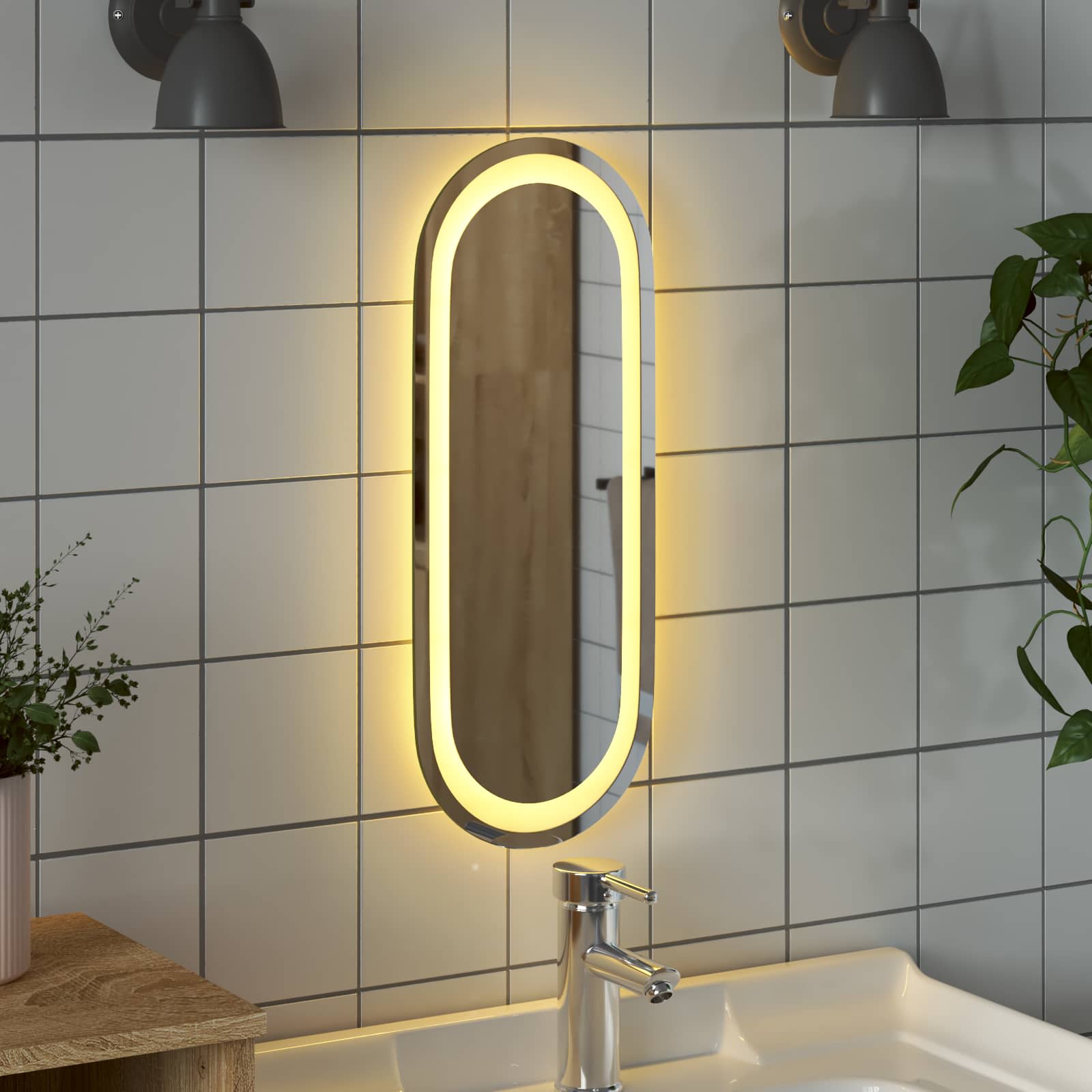 LED Badkamer Spiegel Transparant 40 x 15 cm gehard glas