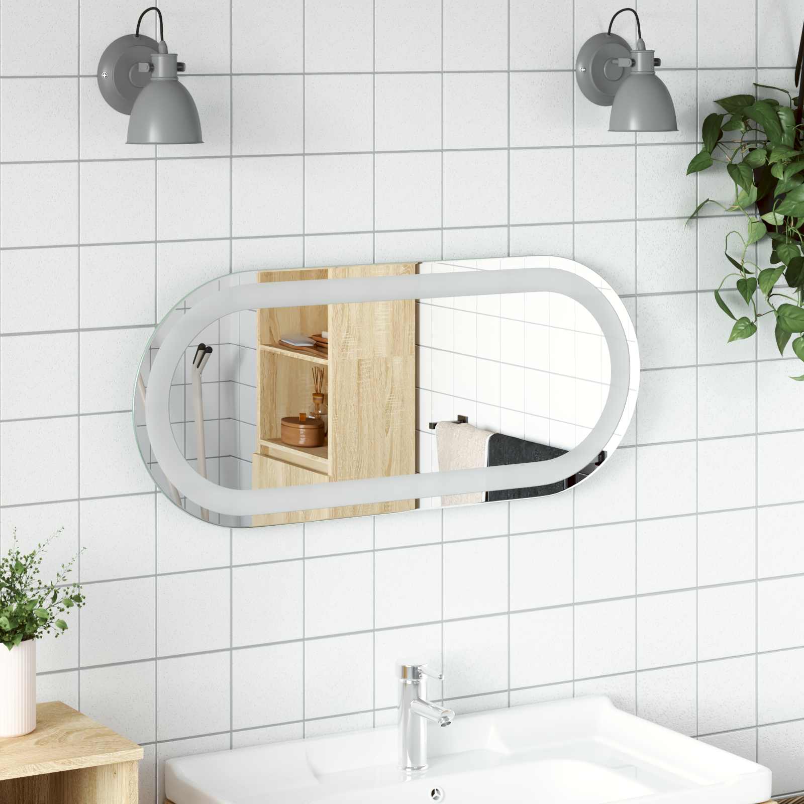 LED Badkamer Spiegel Transparant 70 x 30 cm gehard glas
