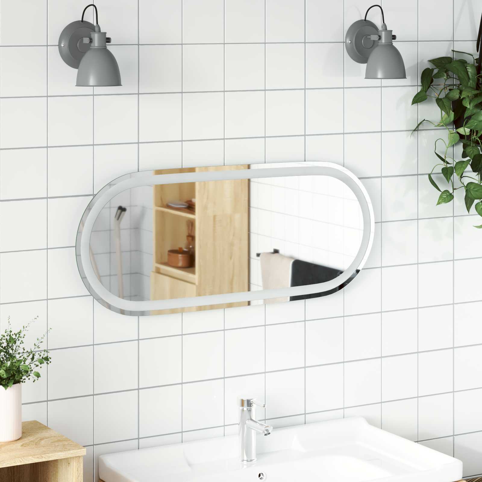 LED Badkamer Spiegel Transparant 80 x 35 cm gehard glas