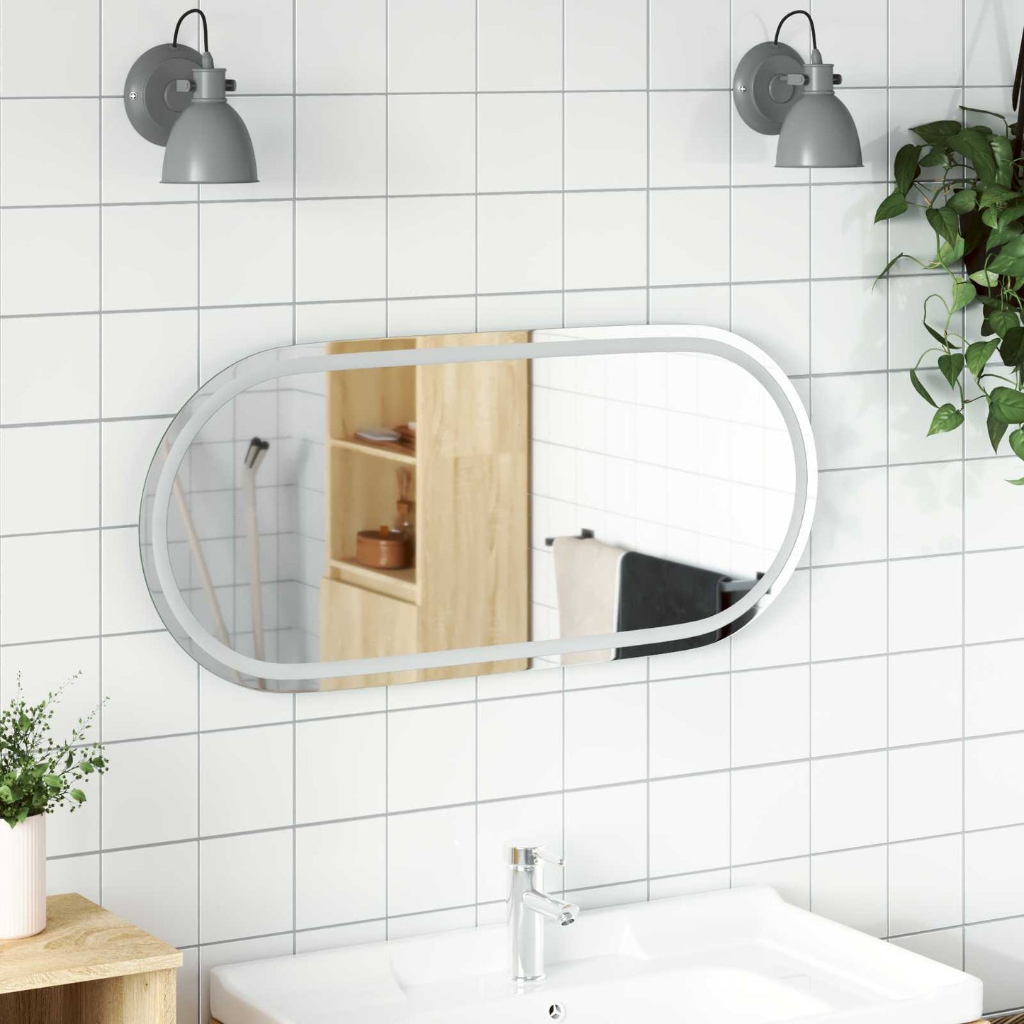 LED Badkamer Spiegel Transparant 100 x 45 cm gehard glas