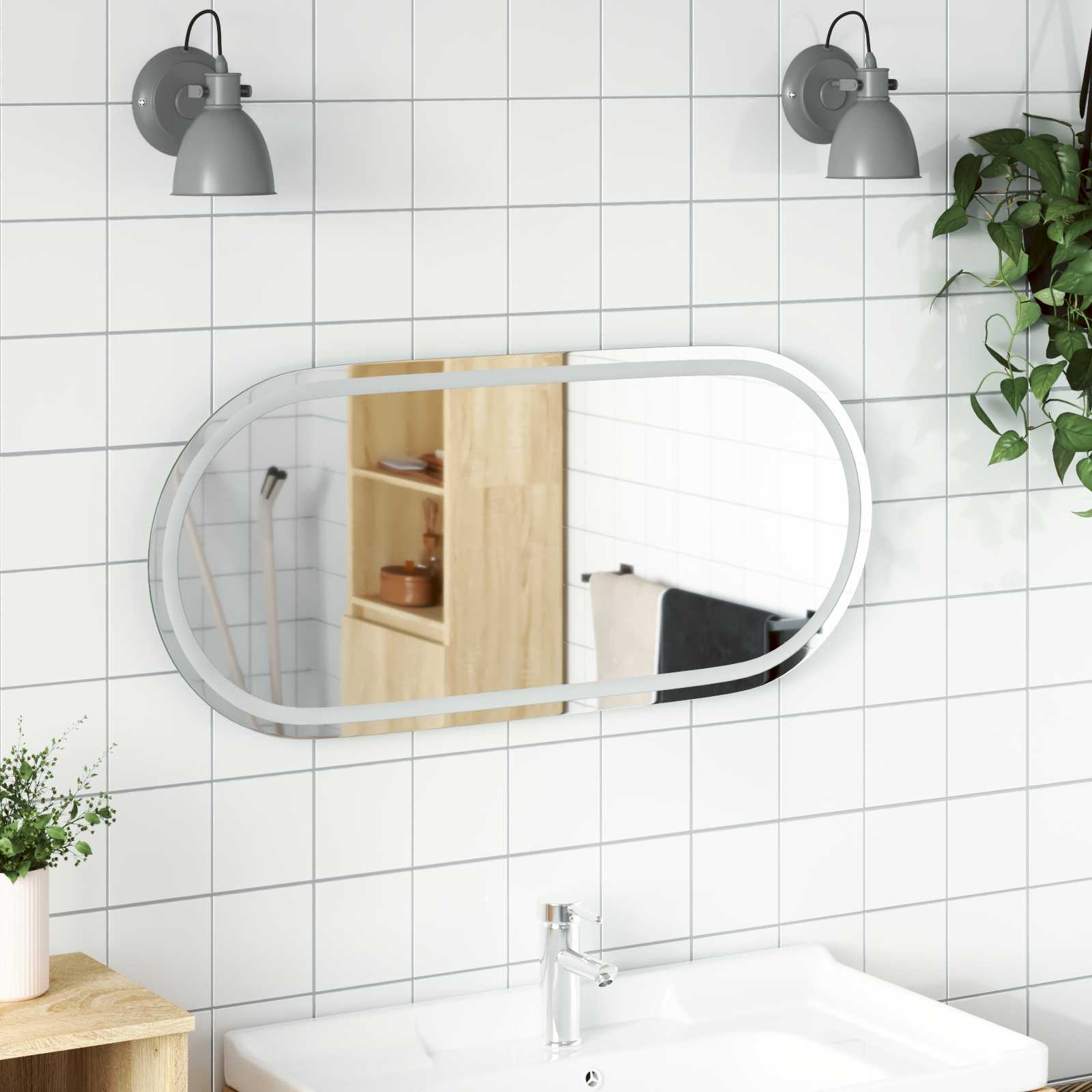 LED Badkamer Spiegel Transparant 100 x 45 cm gehard glas