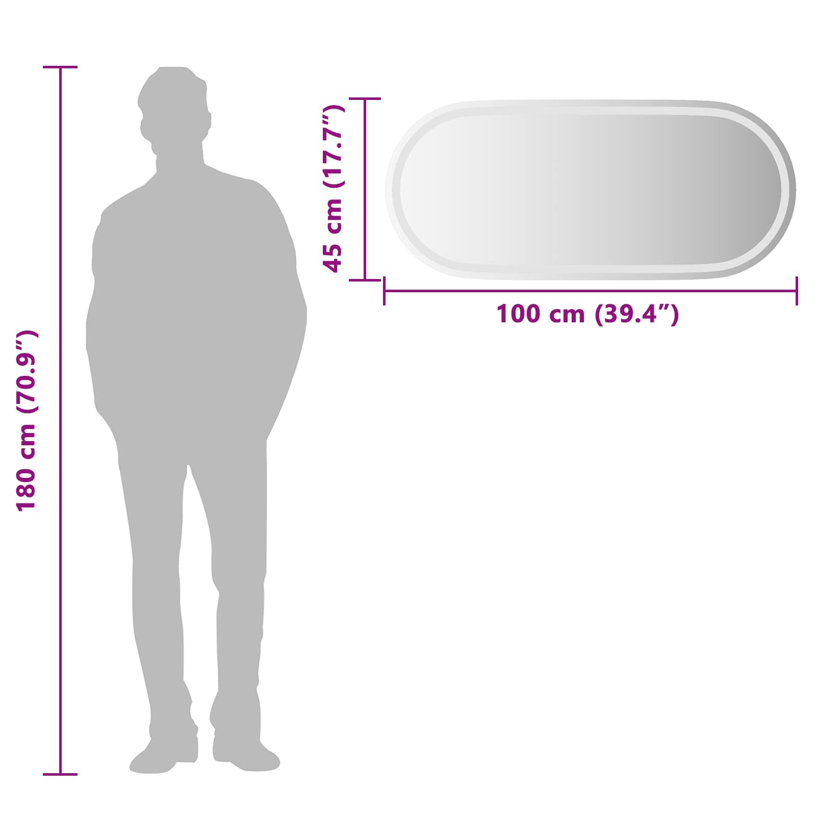 LED Badkamer Spiegel Transparant 100 x 45 cm gehard glas