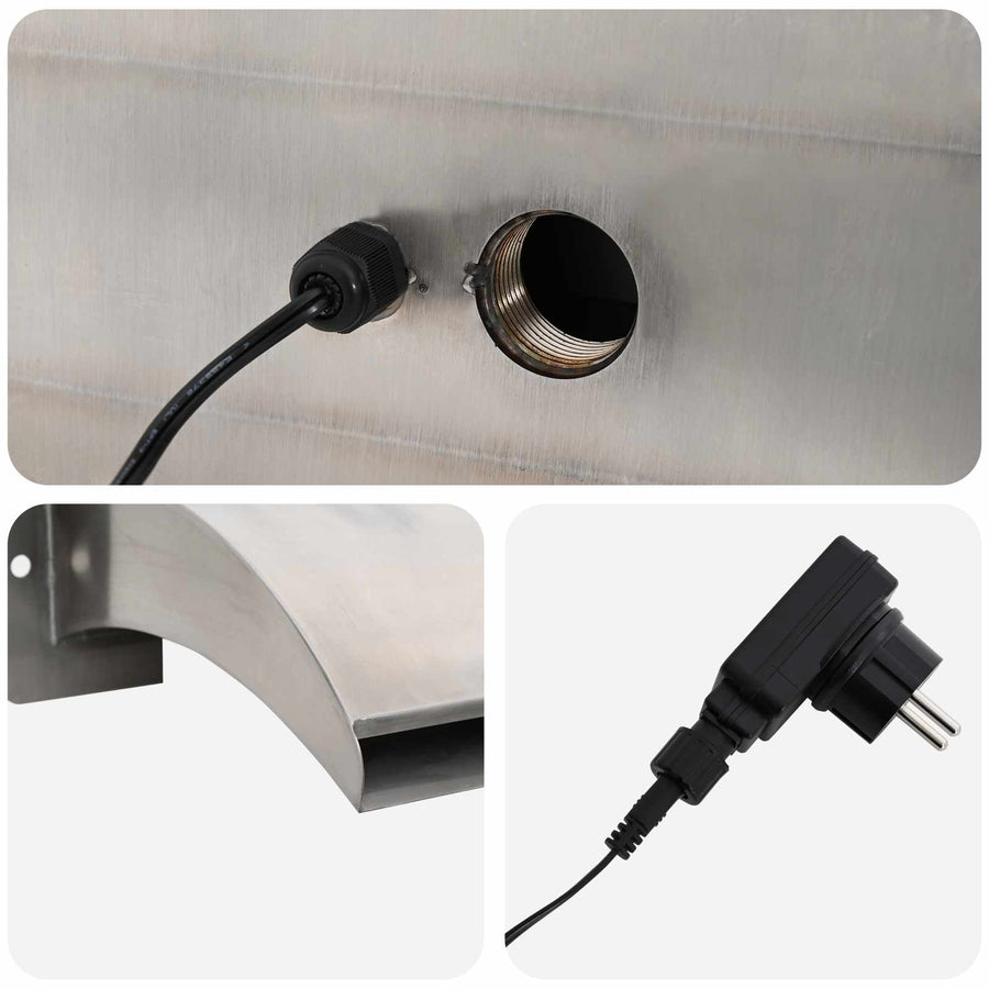 Zwembadwaterval met LED Roestvrij staal 304 30 x 9 x 26 cm