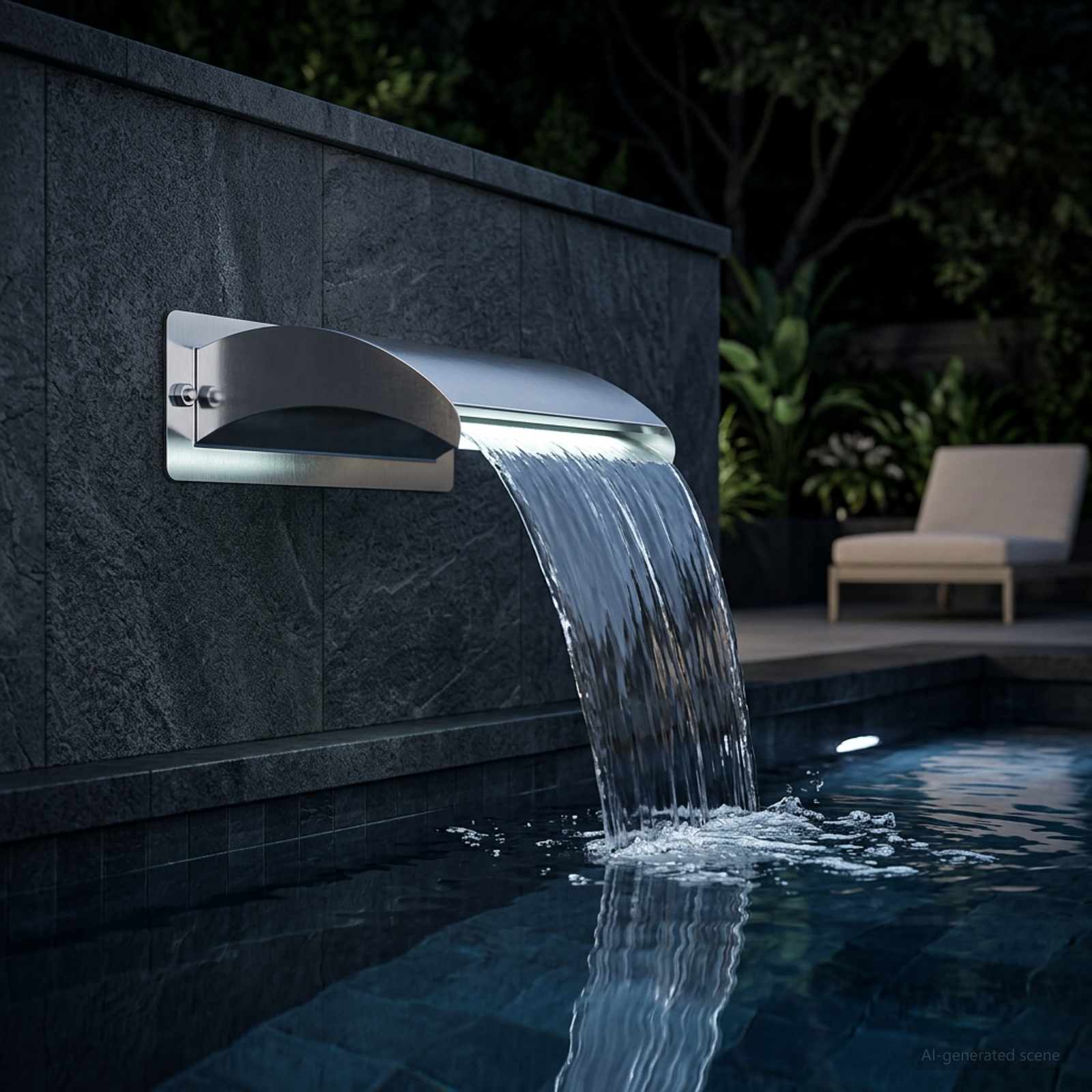 Zwembadwaterval met LED Roestvrij staal 304 30 x 9 x 26 cm