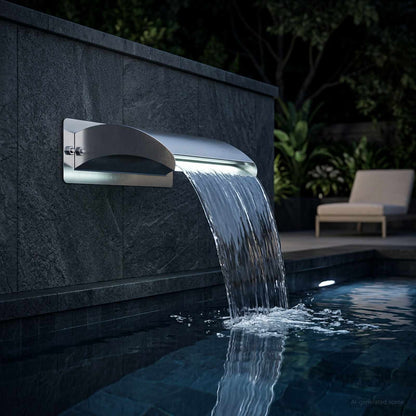 Zwembadwaterval met LED Roestvrij staal 304 30 x 9 x 26 cm