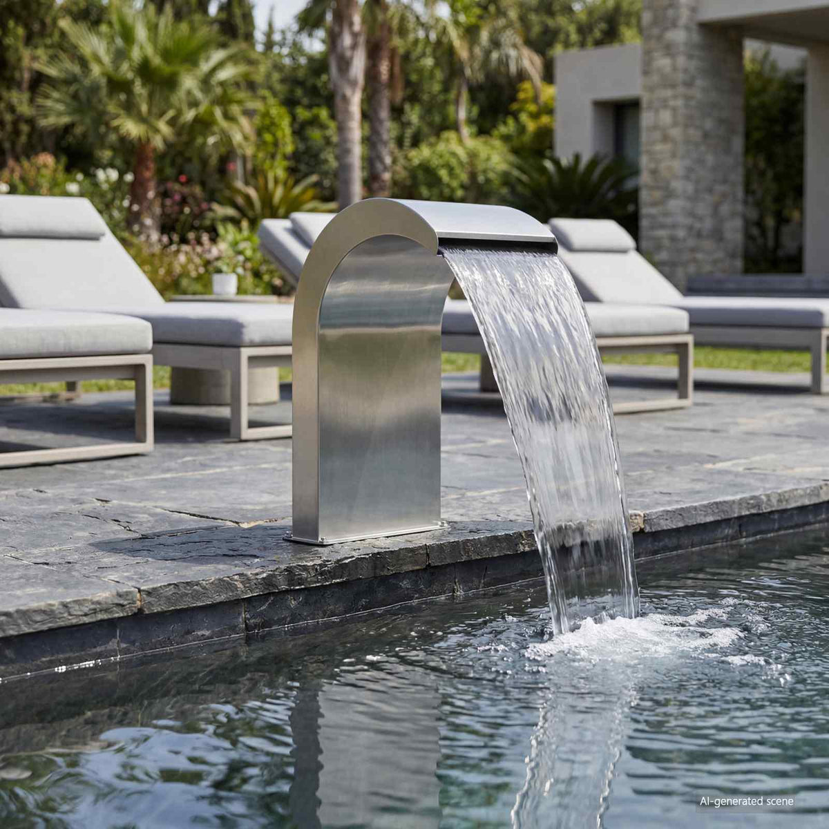 Pool Waterval met LED Roestvrij staal 304 45 x 30 x 65 cm