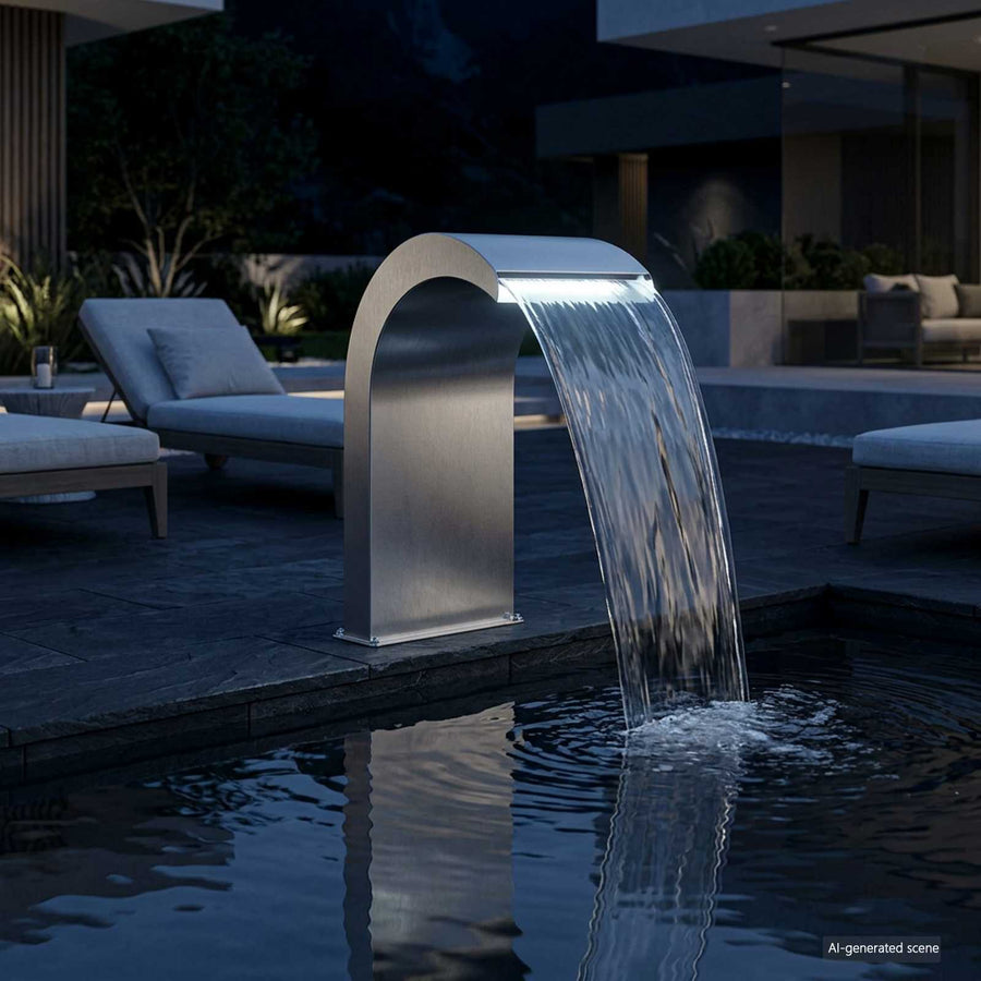 Pool Waterval met LED Roestvrij staal 304 45 x 30 x 65 cm
