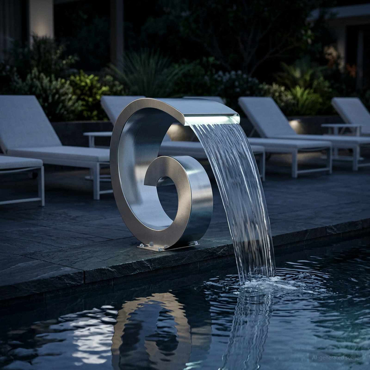 Zwembadwaterval met LED Roestvrij staal 304 50 x 30 x 53 cm