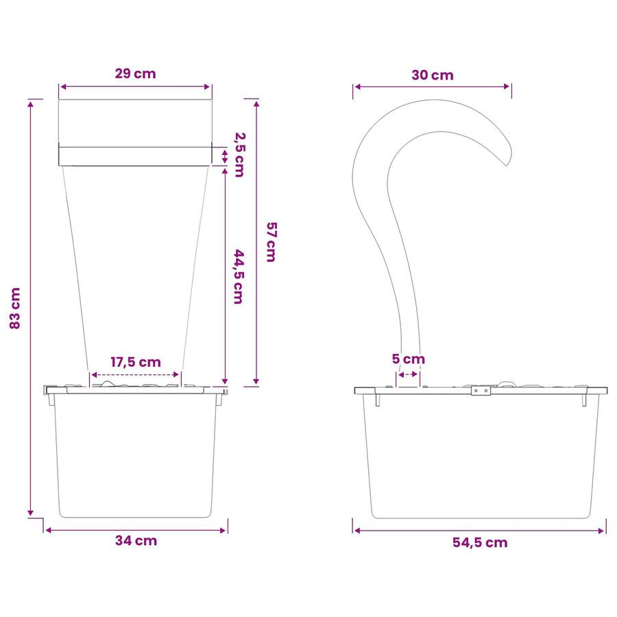 Tuinwaterval Roestvrij staal 304 54,5 x 34 x 83 cm zilver