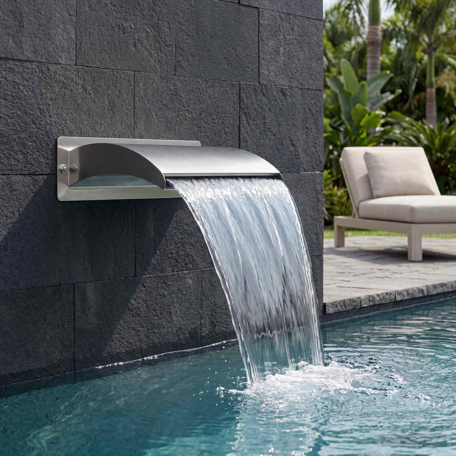 Zwembadwaterval met led Roestvrij staal 304 51 x 26 x 13 cm