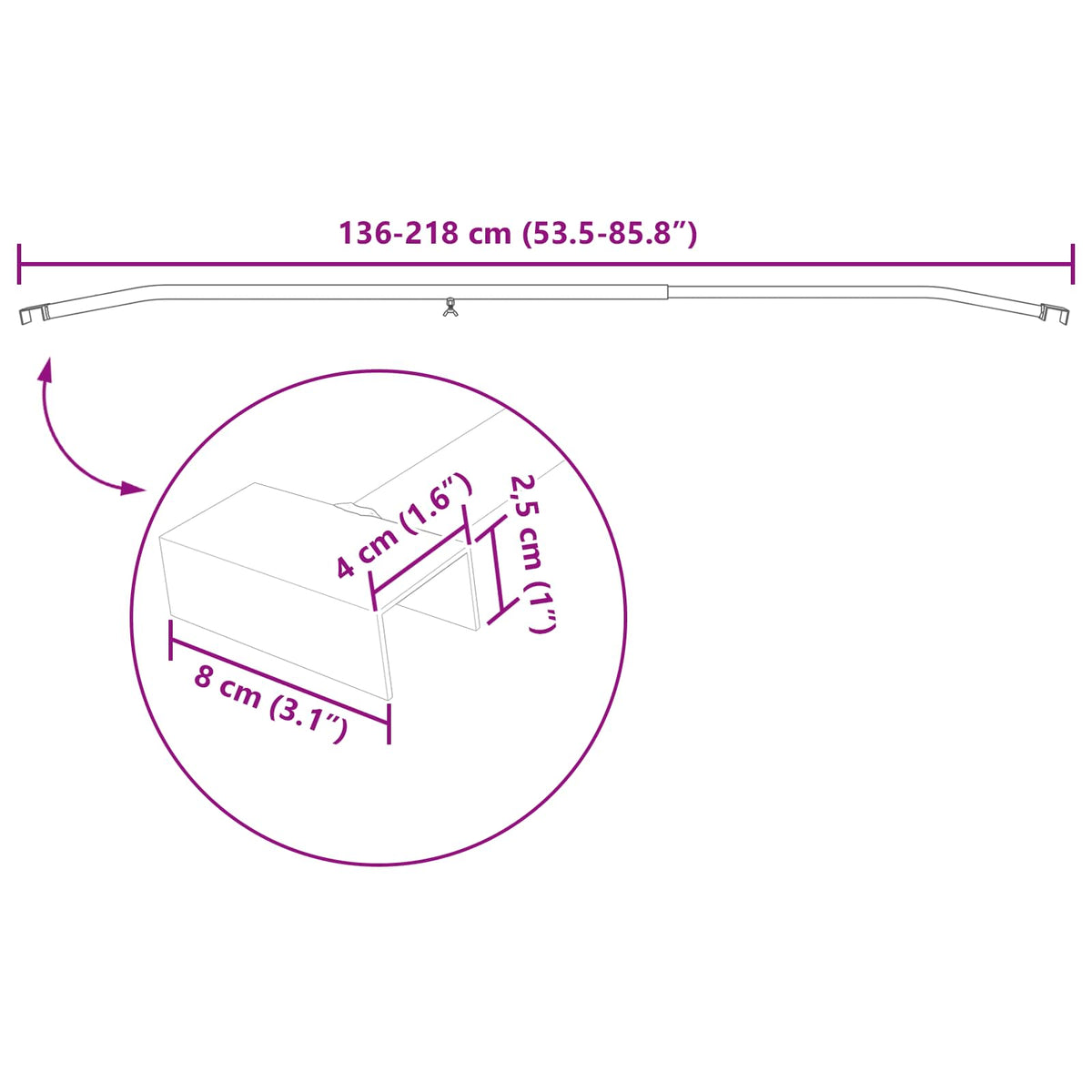 Zeildoekbevestiging voor aanhangwagens zilver 136-218 cm