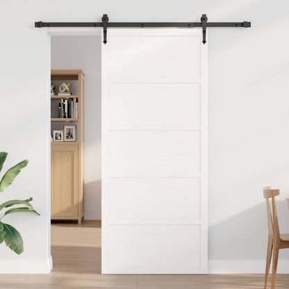 Schuifdeur Wit 80 x 2,5 x 208 cm Massief grenenhout
