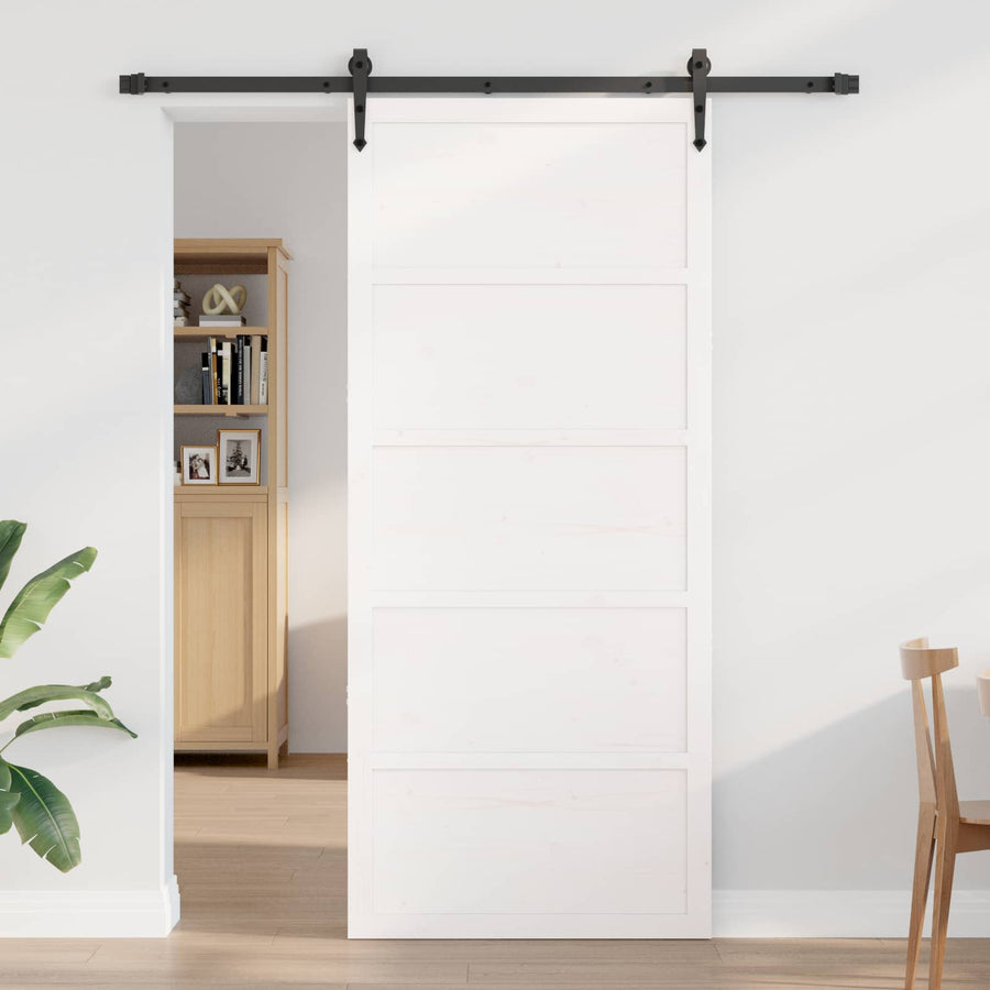 Schuifdeur Wit 80 x 2,5 x 208 cm Massief grenenhout