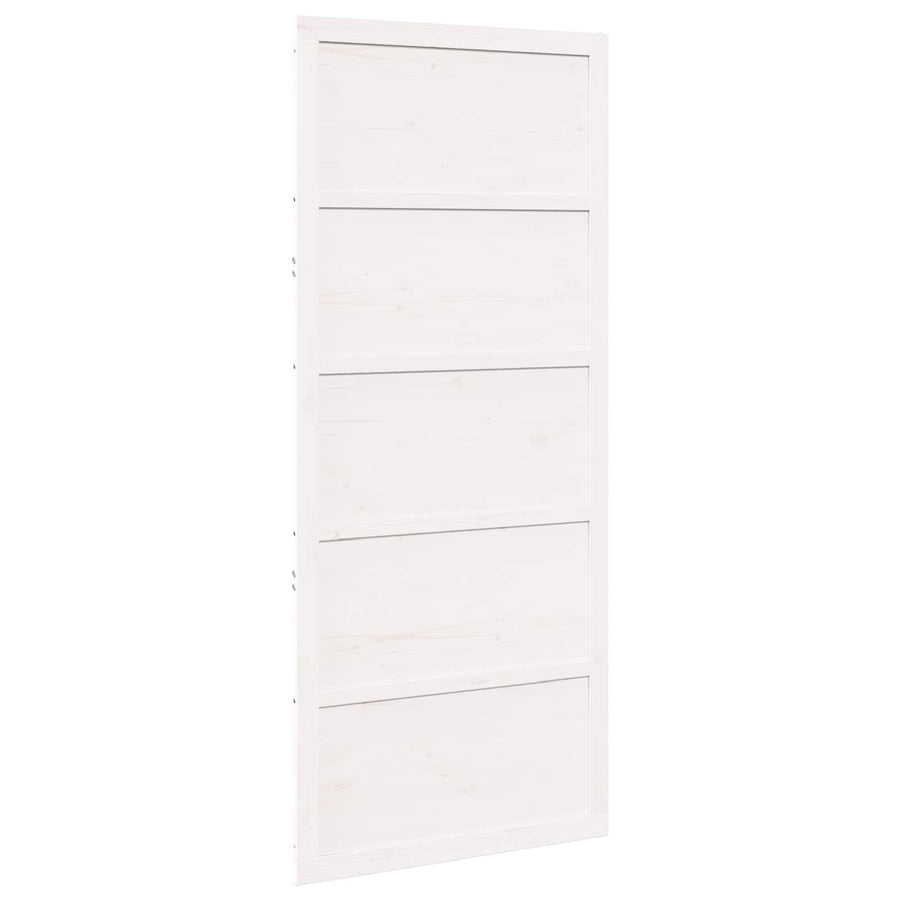 Schuifdeur Wit 80 x 2,5 x 208 cm Massief grenenhout