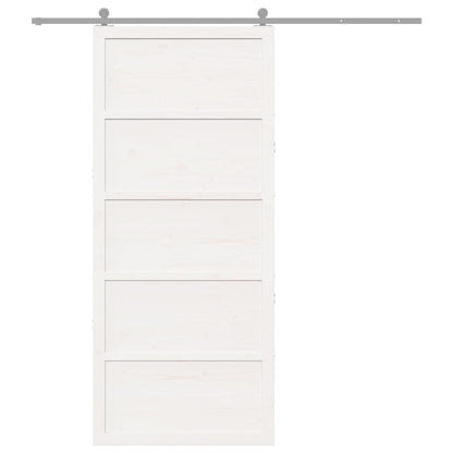 Schuifdeur Wit 80 x 2,5 x 208 cm Massief grenenhout