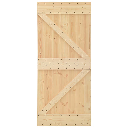 Schuifdeur Naturel en Zwart 80 x 210 cm Massief grenenhout