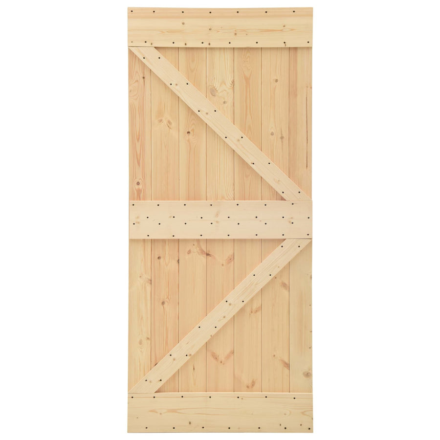 Schuifdeur Naturel en Zwart 80 x 210 cm Massief grenenhout