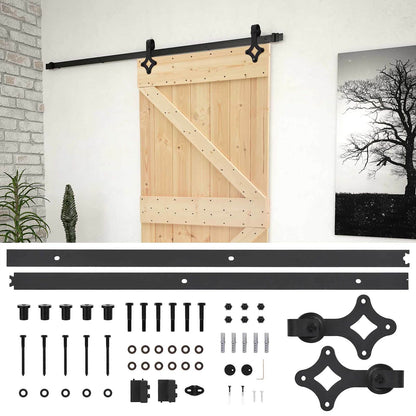 Schuifdeur Naturel en Zwart 80 x 210 cm Massief grenenhout
