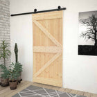 Schuifdeur massief grenenhout naturel zwart 80x210 cm
