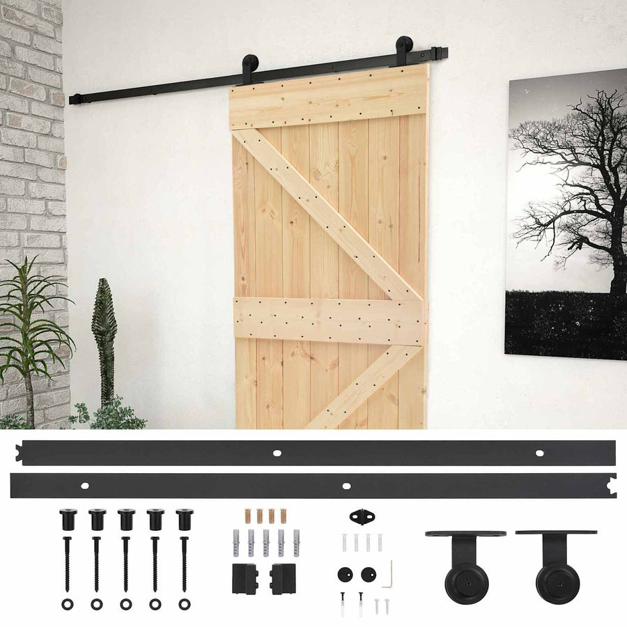 Schuifdeur Naturel en Zwart 80 x 210 cm Massief grenenhout