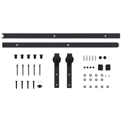 Schuifdeur Naturel en Zwart 80 x 210 cm Massief grenenhout