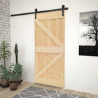 Schuifdeur 80x210 cm massief grenenhout naturel zwart