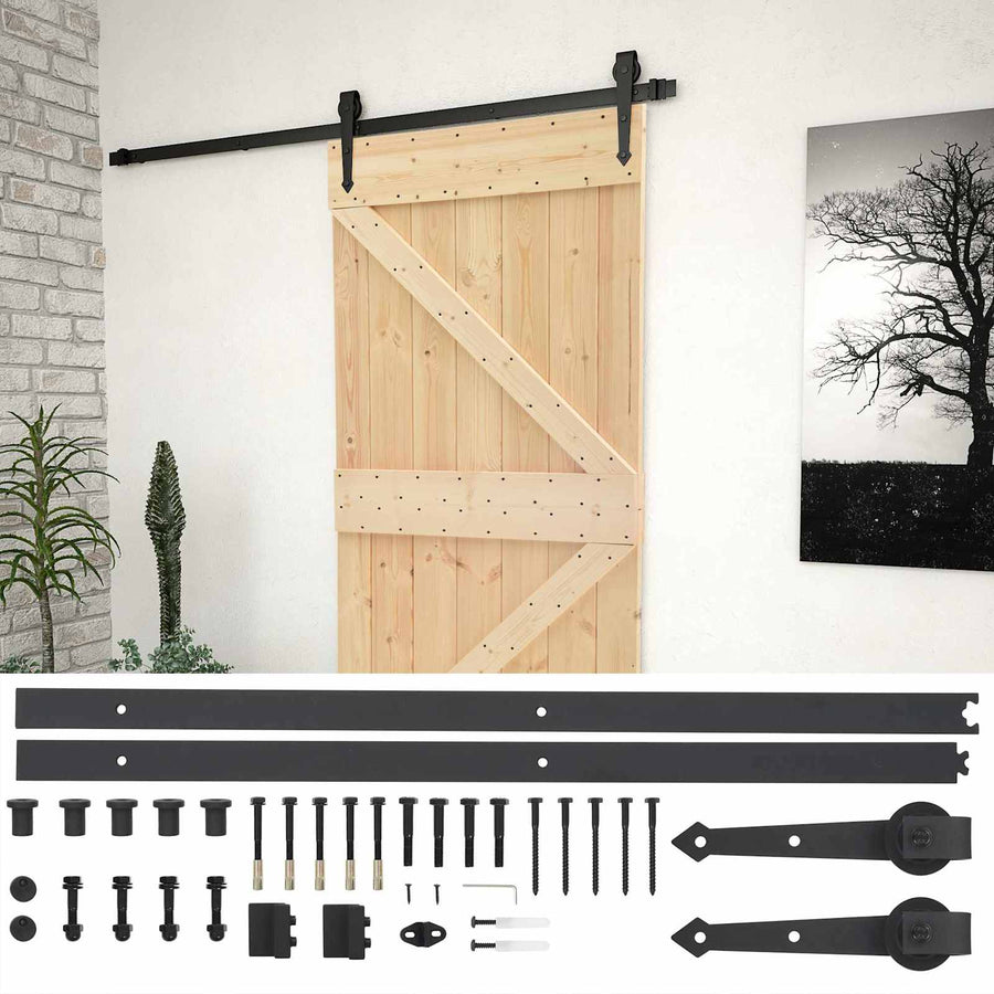 Schuifdeur Naturel en Zwart 90 x 210 cm Massief grenenhout