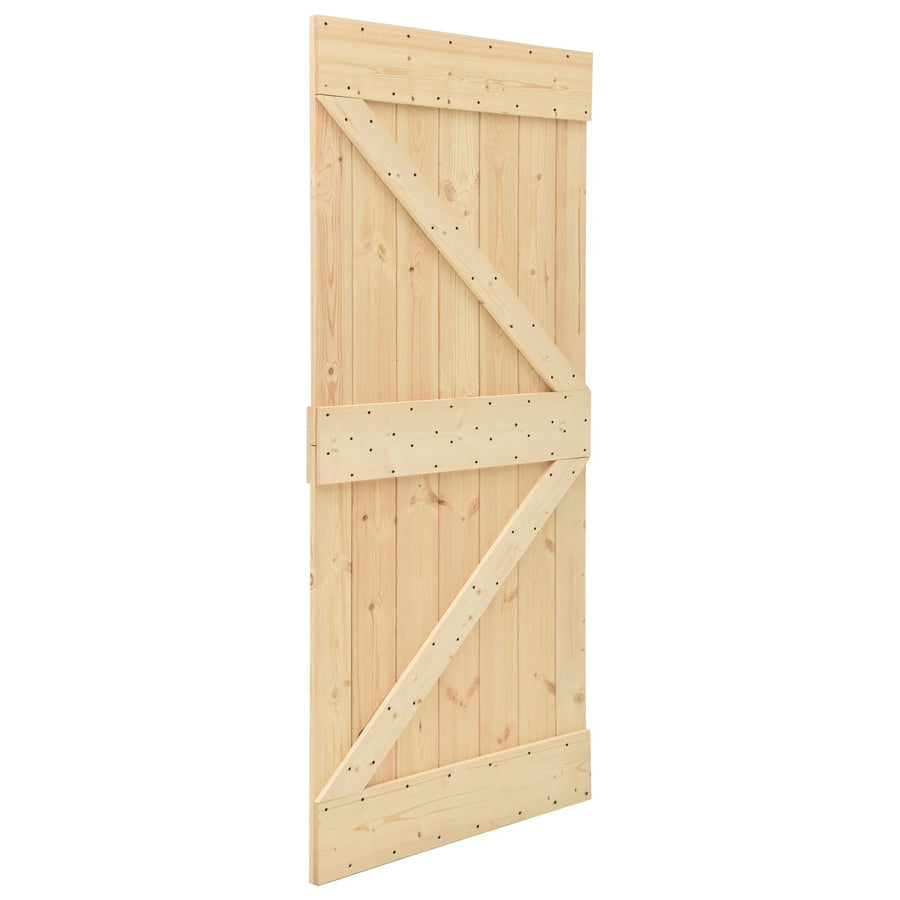 Schuifdeur Naturel en Zwart 90 x 210 cm Massief grenenhout
