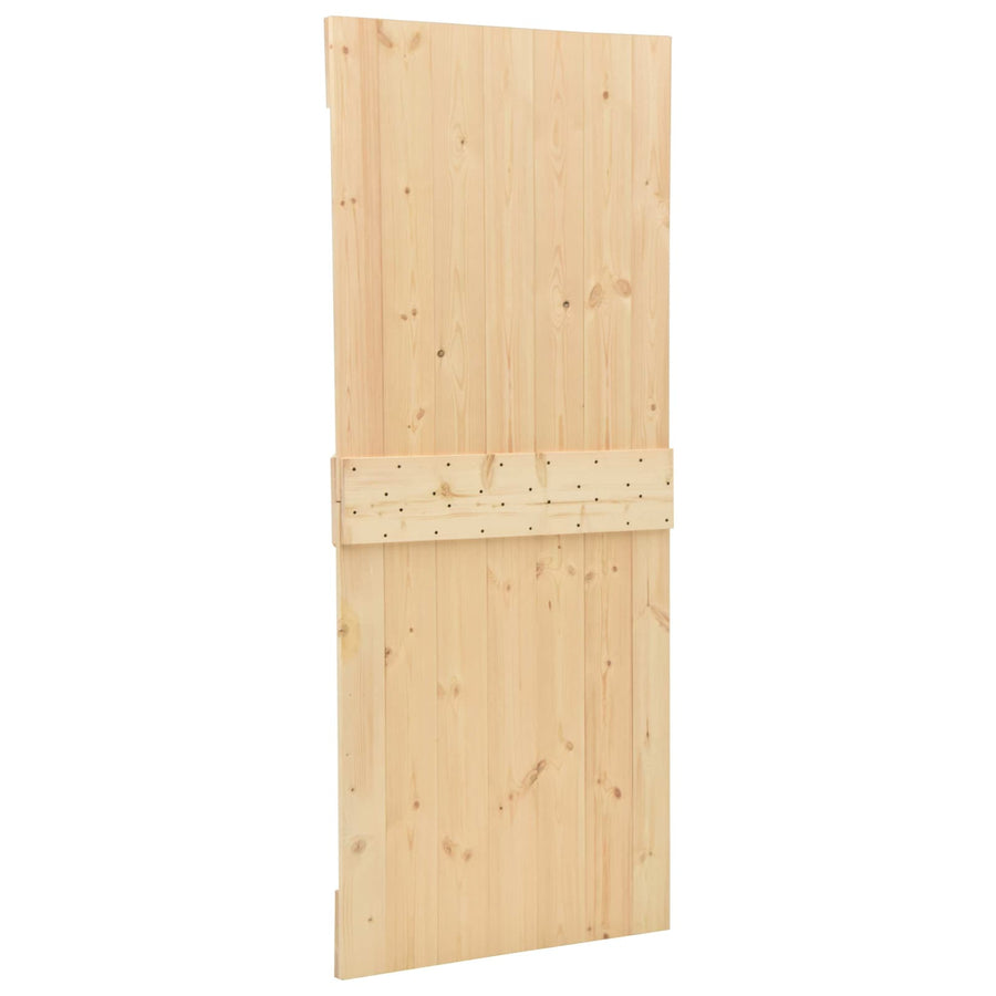 Schuifdeur Naturel en Zwart 90 x 210 cm Massief grenenhout