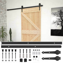 Schuifdeur Naturel en Zwart 90 x 210 cm Massief grenenhout