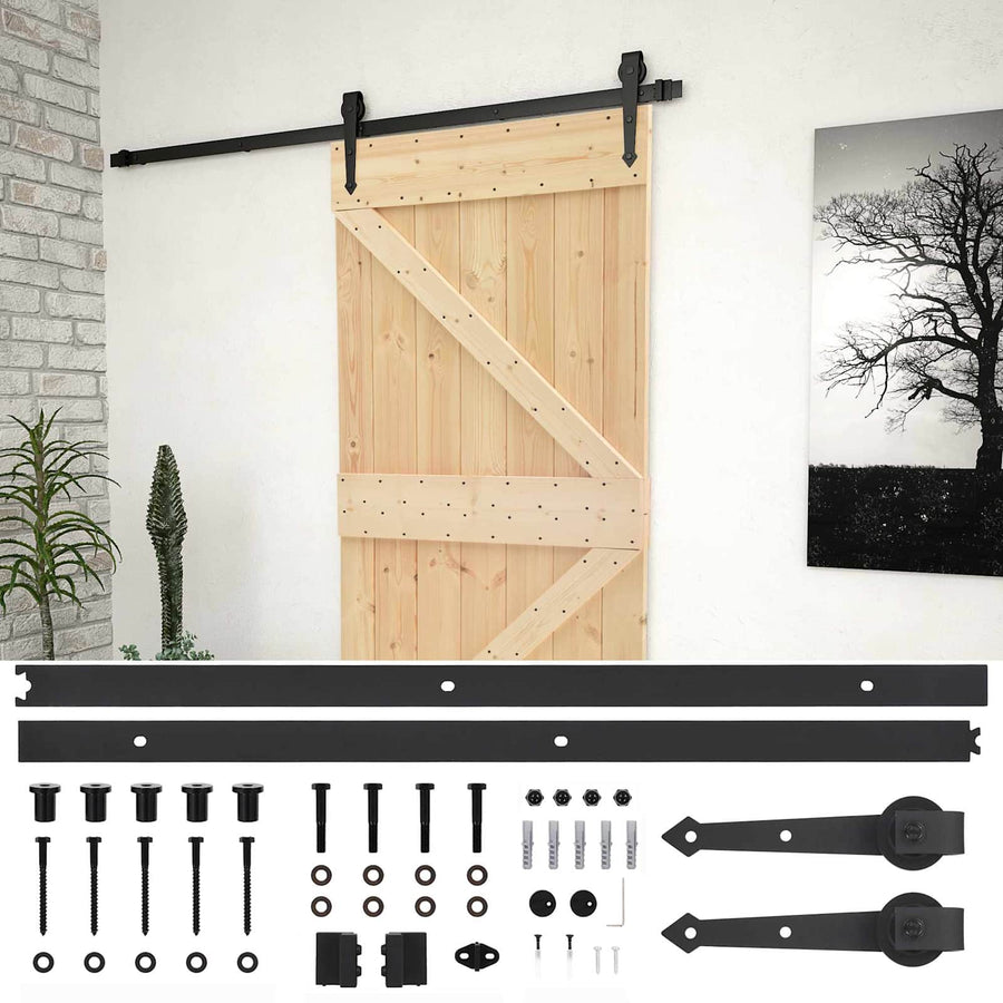 Schuifdeur Naturel en Zwart 90 x 210 cm Massief grenenhout
