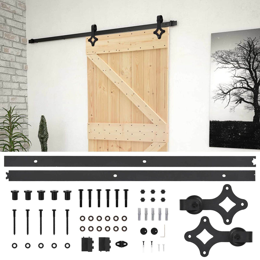 Schuifdeur Naturel en Zwart 90 x 210 cm Massief grenenhout