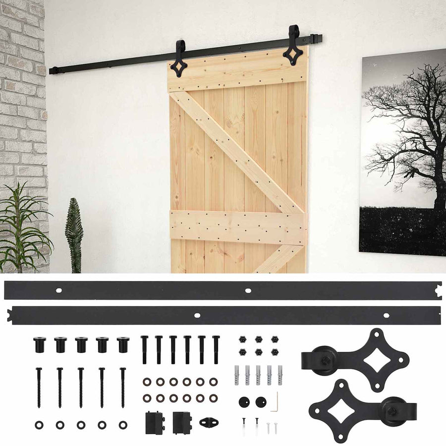 Schuifdeur Naturel en Zwart 90 x 210 cm Massief grenenhout
