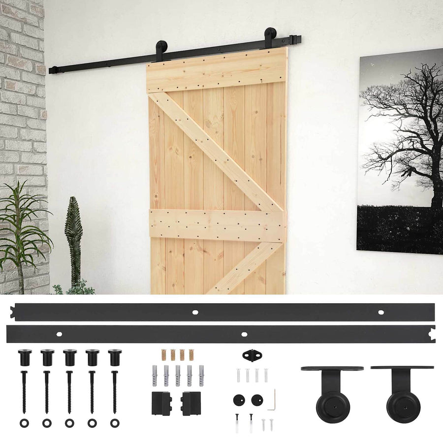 Schuifdeur Naturel en Zwart 90 x 210 cm Massief grenenhout