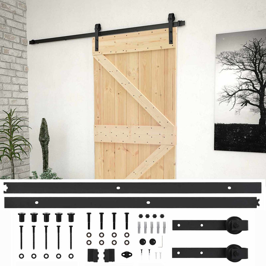 Schuifdeur Naturel en Zwart 90 x 210 cm Massief grenenhout
