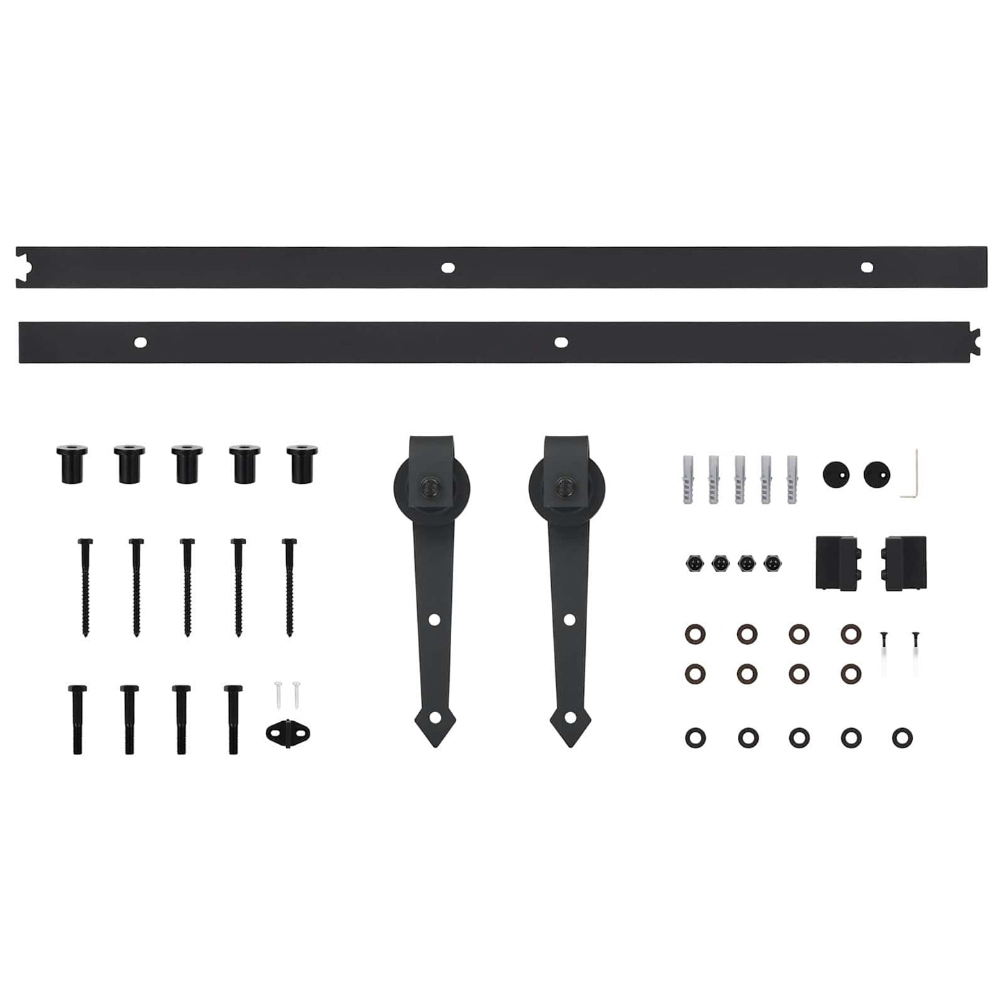 Schuifdeur 2 pcs Naturel en Zwart Massief grenenhout