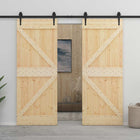 Sliding door 2 pcs Natural and Black Solid pine wood