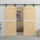 Sliding Door 2 pcs Natural and Black Solid Pine