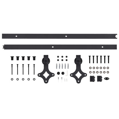 Schuifdeur 2 pcs Naturel en Zwart Massief grenenhout
