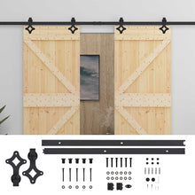 Schuifdeur 2 pcs Naturel en Zwart Massief grenenhout