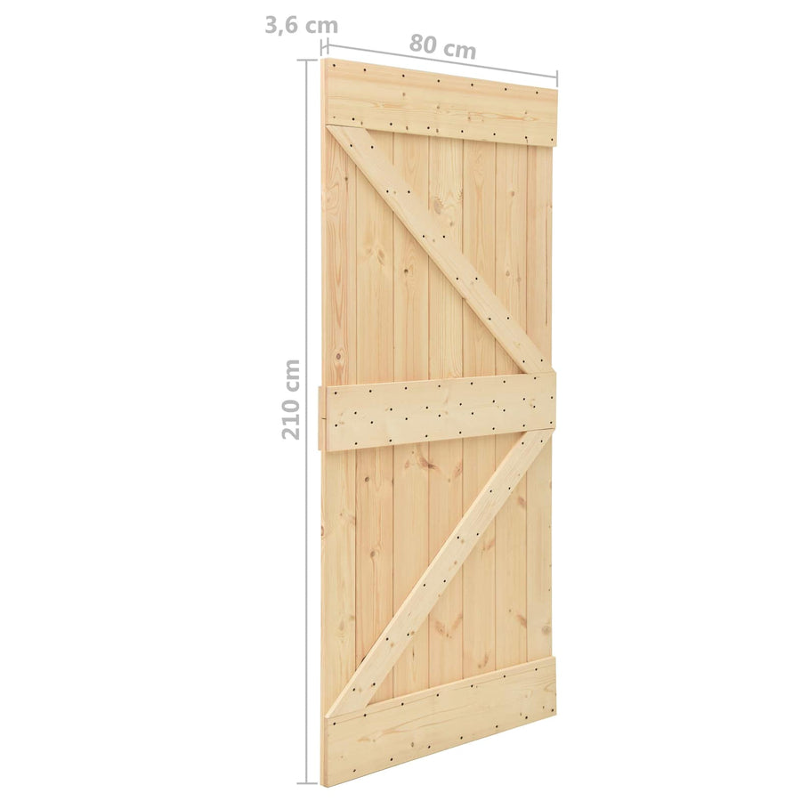 Schuifdeur 2 pcs Naturel en Zwart Massief grenenhout