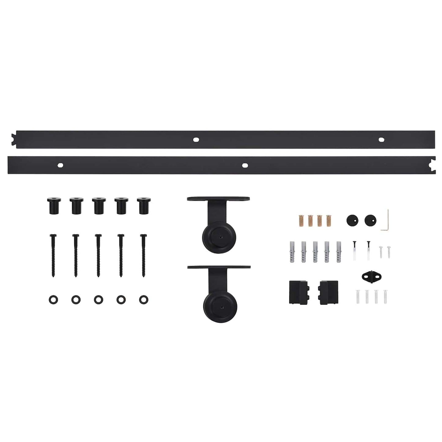Schuifdeur 2 pcs Naturel en Zwart Massief grenenhout