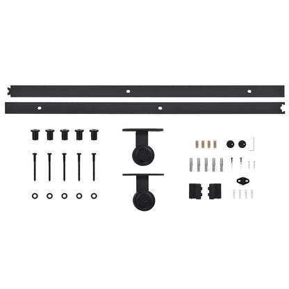Schuifdeur 2 pcs Naturel en Zwart Massief grenenhout