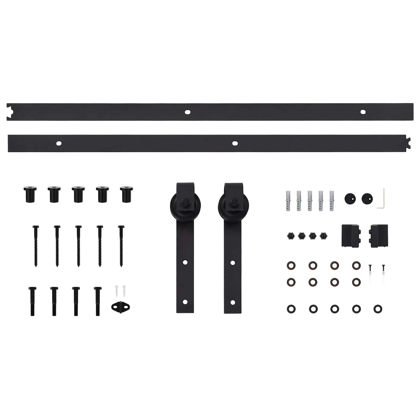 Schuifdeur 2 pcs Naturel en Zwart Massief grenenhout