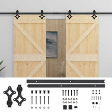 Schuifdeur 2 pcs Naturel en Zwart Massief grenenhout