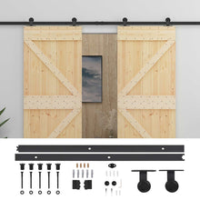 Schuifdeur 2 pcs Naturel en Zwart Massief grenenhout