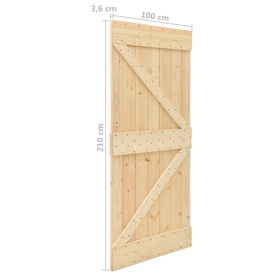 Schuifdeur 2 pcs Naturel en Zwart Massief grenenhout