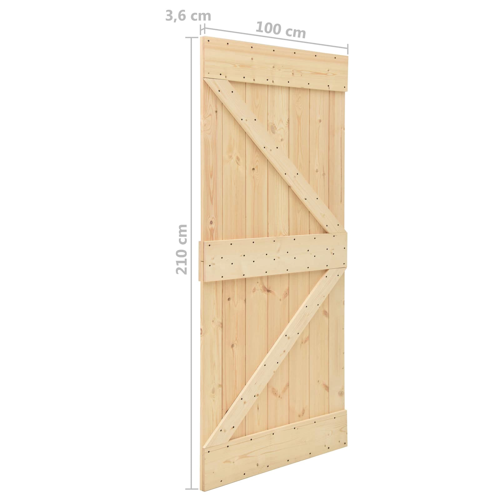 Schuifdeur 2 pcs Naturel en Zwart Massief grenenhout